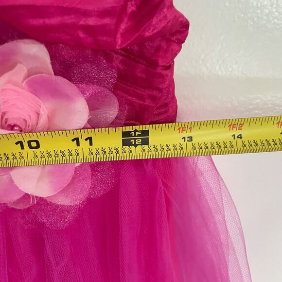 Girls Hot Pink Tulle Party Dress Sz 12 Flower Girl Prom Pageant Formal Princess - Picture 6 of 11